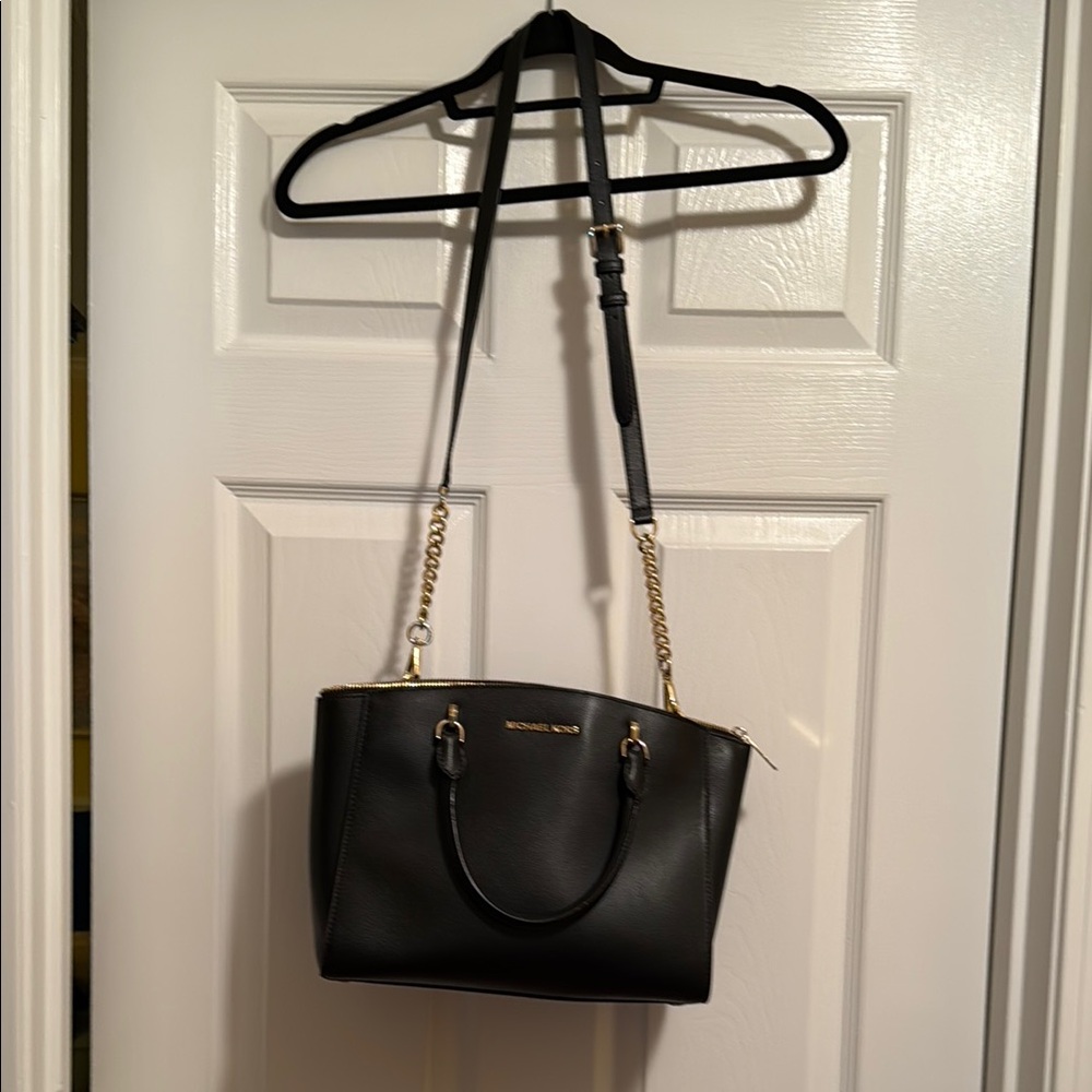 Michael Kors Black Shoulder Bag with Chain Detail